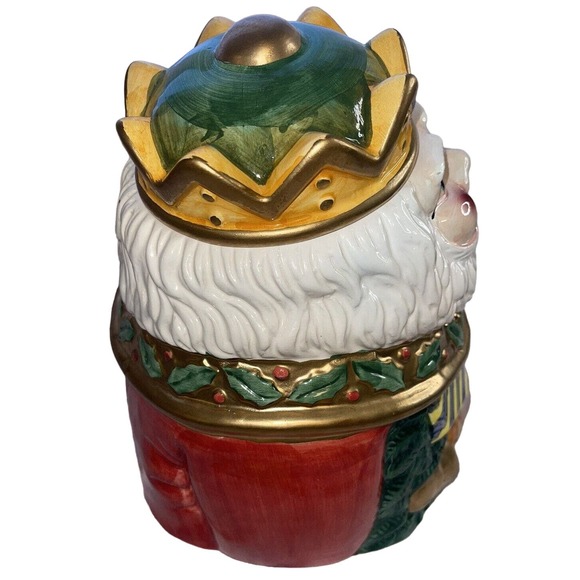 Ceramic Cookie Jar By Gibson Housewares Festive King Santa with Presents & Toys - Picture 4 of 9